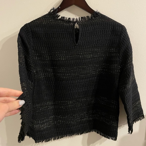 Zara Black Textured Dressy Top | 2 - Picture 4 of 6